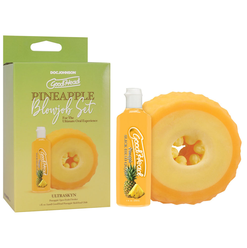 GoodHead Pineapple Blowjob Set - Pineapple Stroker with Pineapple Flavoured Lubricant 30 ml Bottle