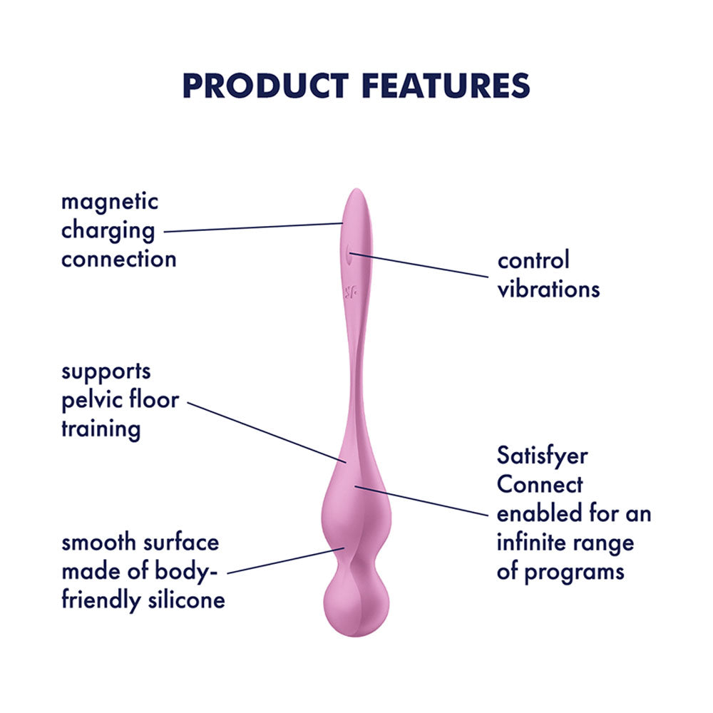Satisfyer Love Birds 1 - Pink - Pink USB Rechargeable Pelvic Floor Trainer with App Control
