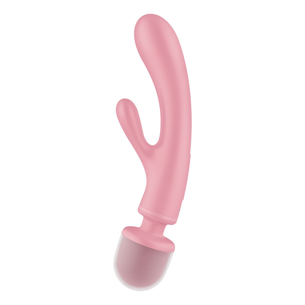 Satisfyer Triple Lover - Pink USB Rechargeable Rabbit Vibrator and Massage Wand