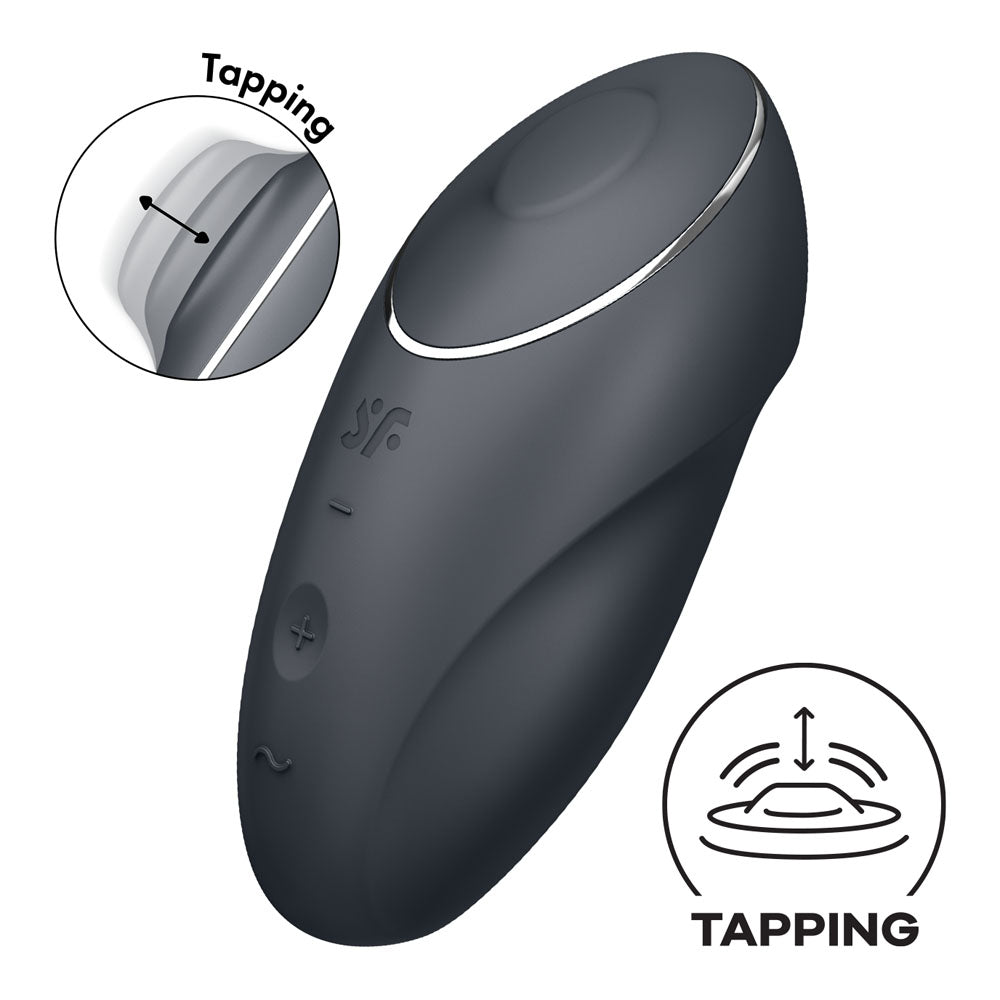 Satisfyer Tap & Climax 1 - Grey - Grey USB Rechargeable Pulsing Stimulator