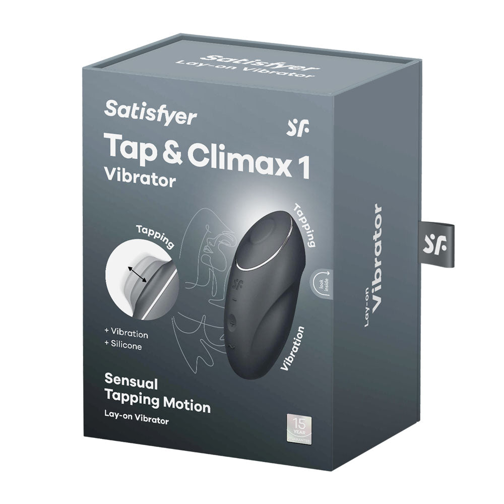 Satisfyer Tap & Climax 1 - Grey - Grey USB Rechargeable Pulsing Stimulator
