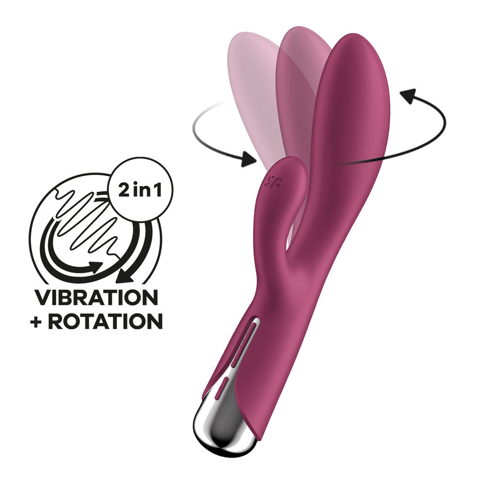 Satisfyer Spinning Rabbit 1 - Red - Red 20 cm USB Rechargeable Rotating Rabbit Vibrator