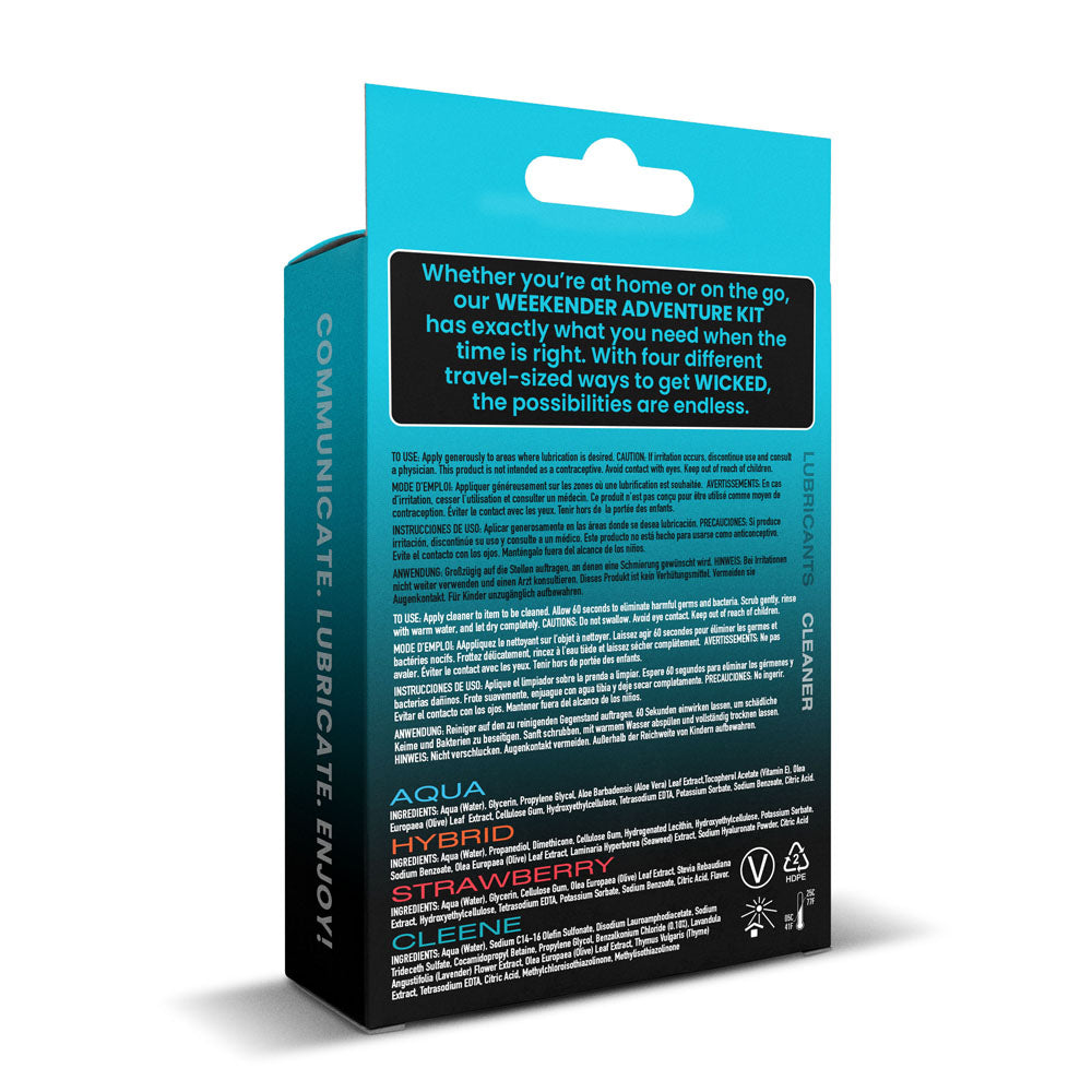 Wicked WEEKENDER ADVENTURE KIT - Mixed Lubricants & Cleaner 30 ml Bottles - 4 Pack