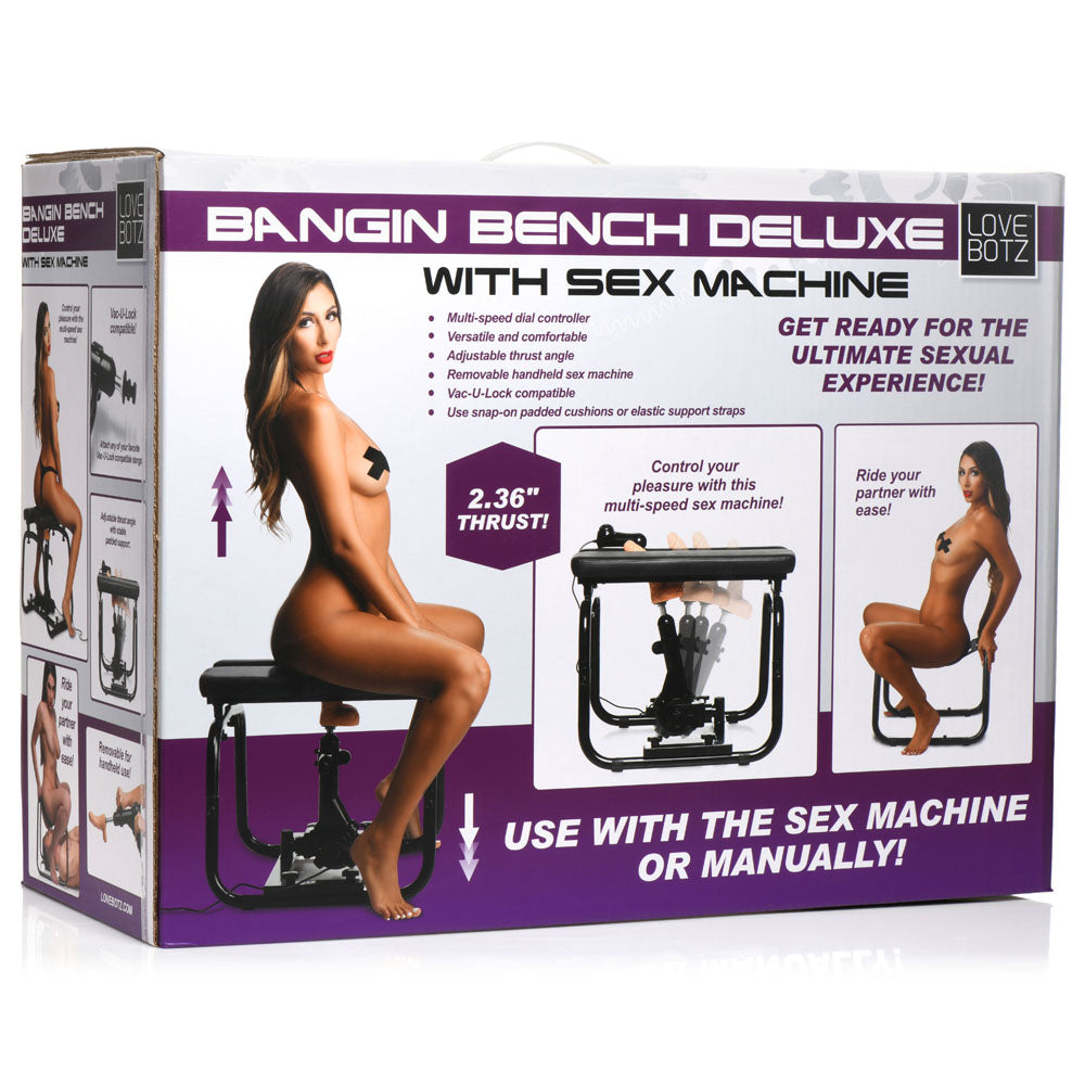 LoveBotz Bangin Bench Deluxe with Sex Machine - Black Sex Bench with Mains Powered Machine