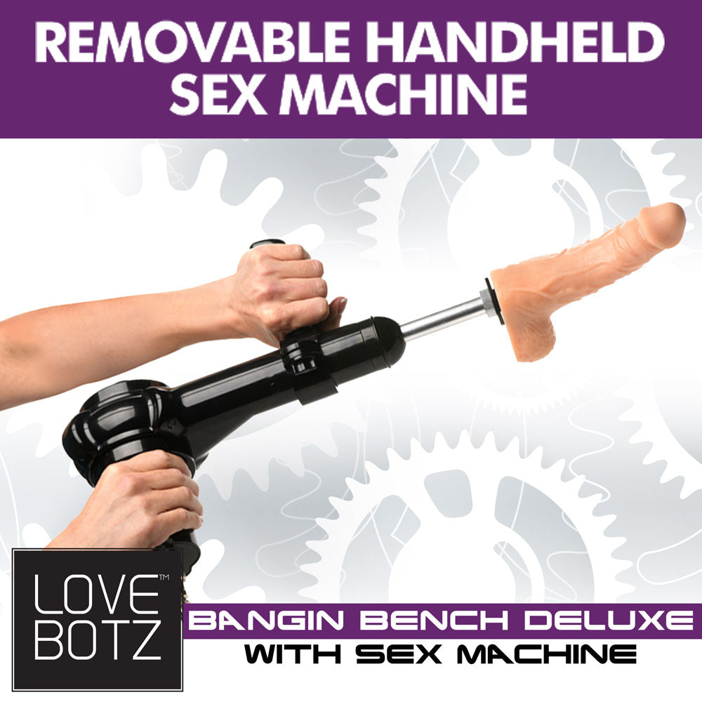 LoveBotz Bangin Bench Deluxe with Sex Machine - Black Sex Bench with Mains Powered Machine