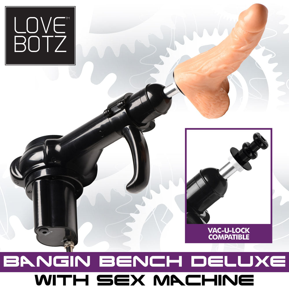 LoveBotz Bangin Bench Deluxe with Sex Machine - Black Sex Bench with Mains Powered Machine