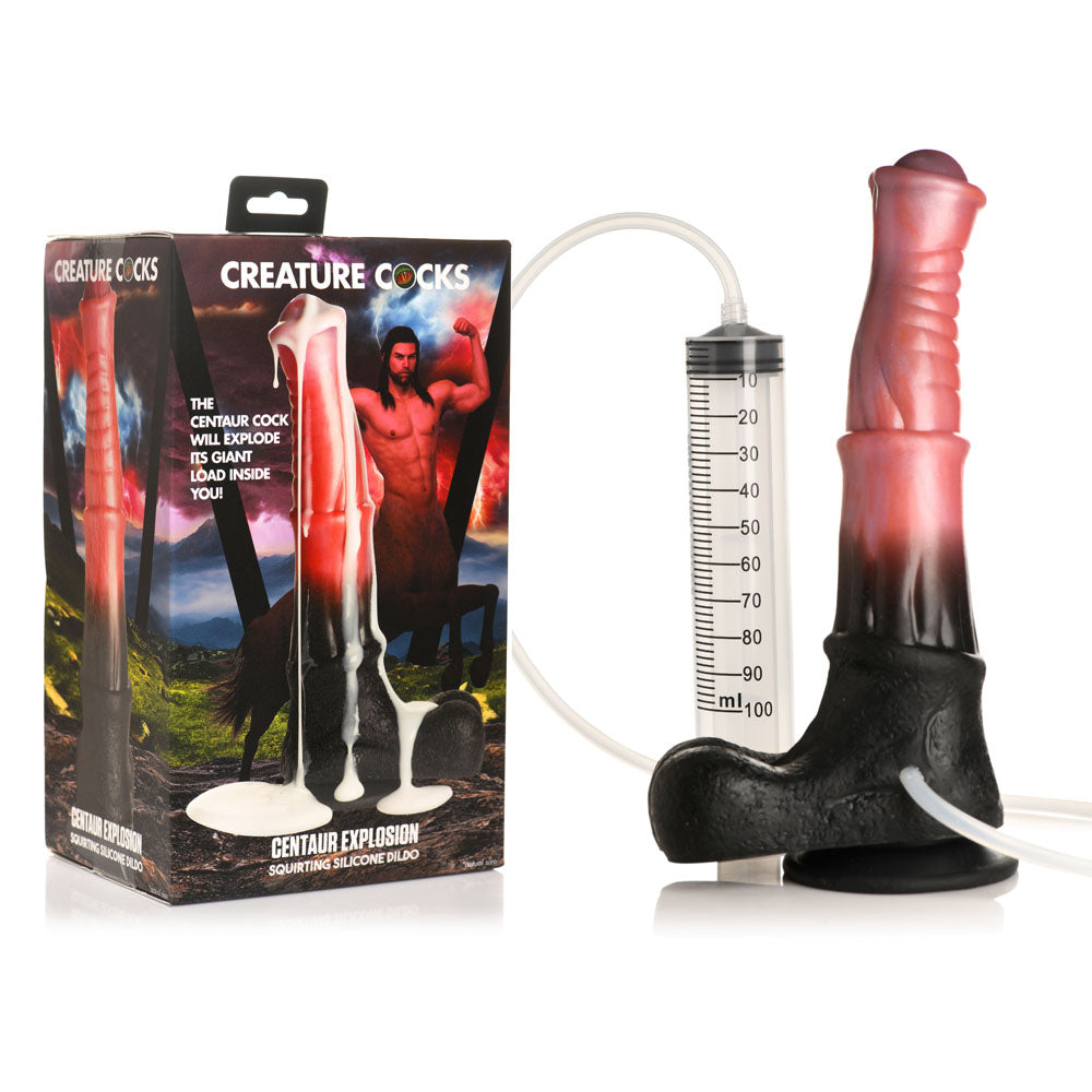 Creature Cocks Centaur Explosion - Pink/Black 24.5 cm Squirting Fantasy Dildo