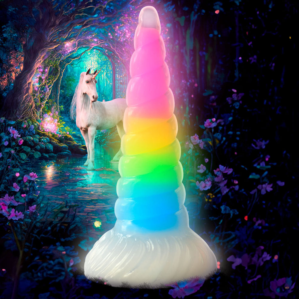 Creature Cocks Uni-Glow - Glow in Dark Rainbow 19.5 cm Unicorn Fantasy Dildo