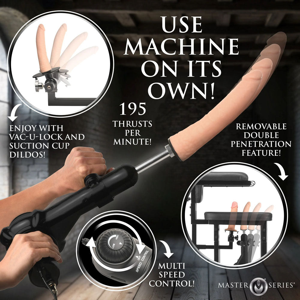 Master Series Enforcer Chair with Sex Machine - Deluxe Restraint Chair with Mains Powered Sex Machine