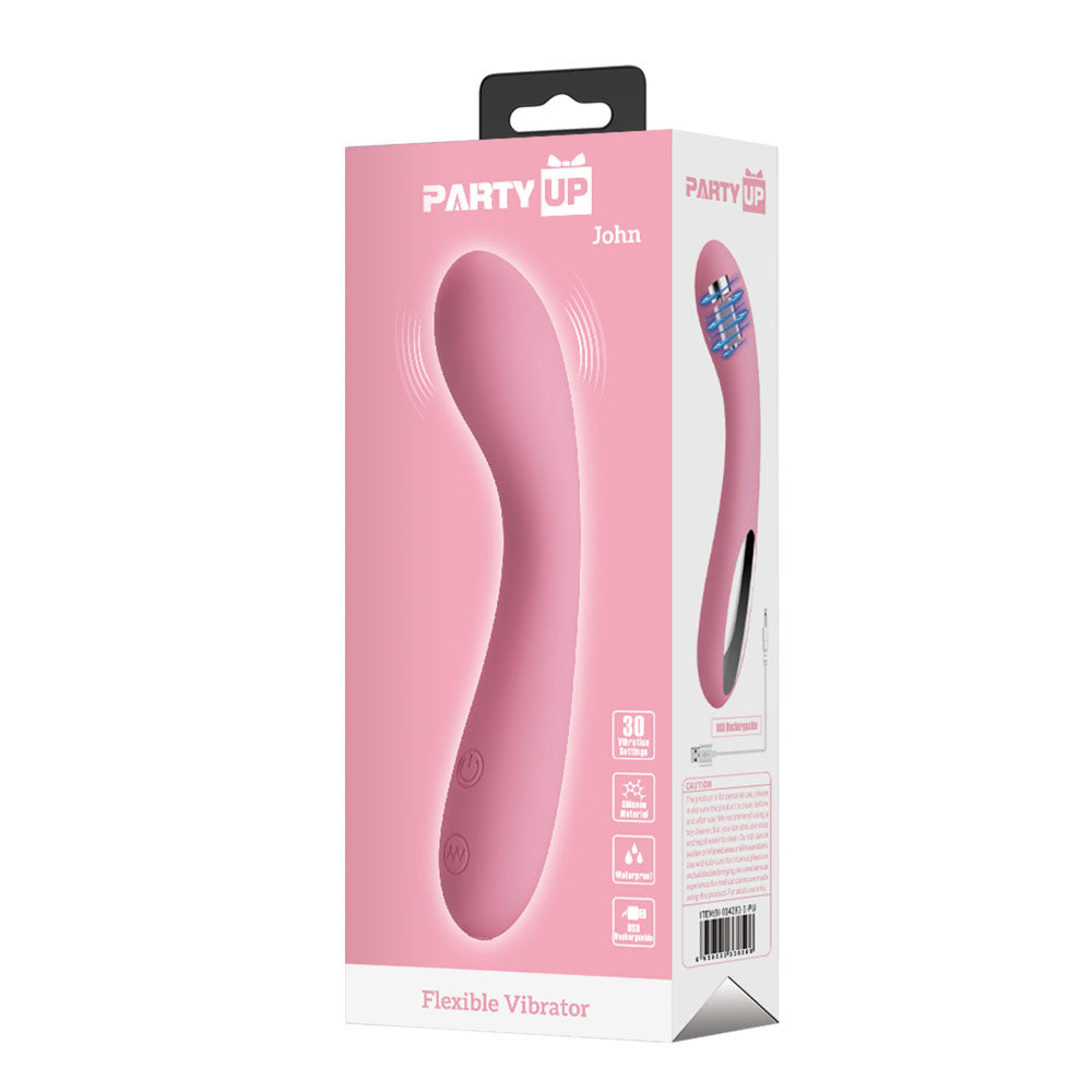 Party Up JOHN Flexible Vibe - Pink - Pink 16 cm USB Rechargeable Vibrator