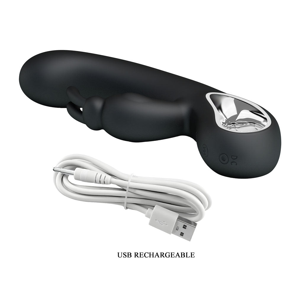 Party Up COLIN Rabbit Vibe - Black - Black 21 cm USB Rechargeable Rabbit Vibrator