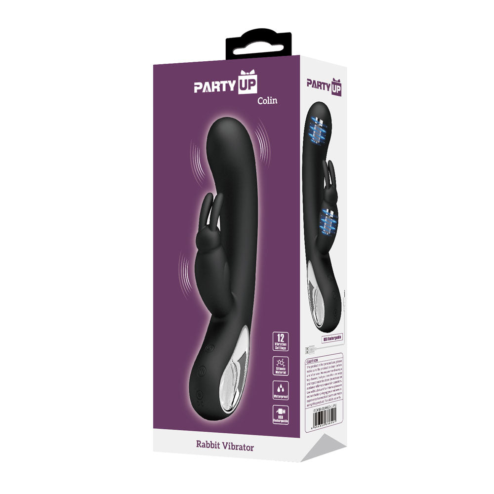 Party Up COLIN Rabbit Vibe - Black - Black 21 cm USB Rechargeable Rabbit Vibrator
