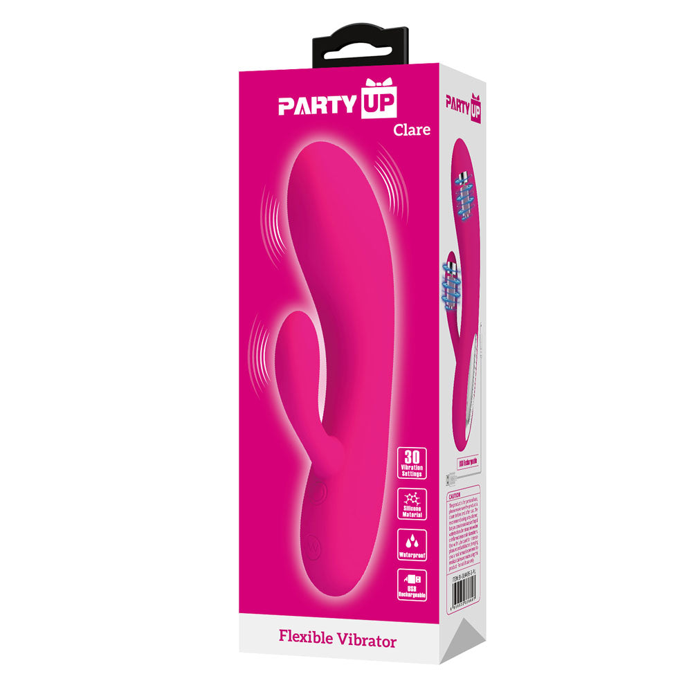 Party Up CLARE Flexible Vibe - Pink - Pink 16.9 cm USB Rechargeable Rabbit Vibrator