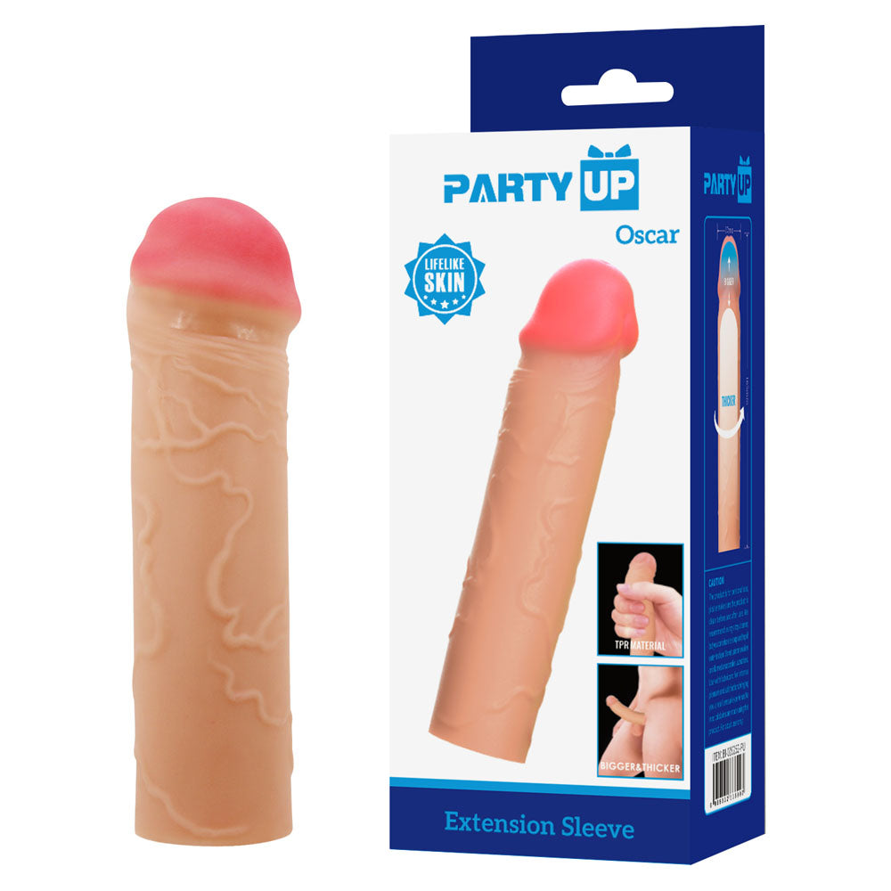 Party Up OSCAR 1 Inch Extender Sleeve - Flesh 1 Inch Penis Extender Sleeve