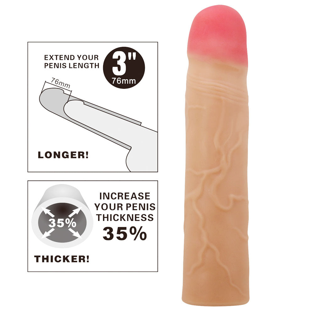 Party Up PHILIP 3 Inch Extender Sleeve - Flesh 3 Inch Penis Extender Sleeve