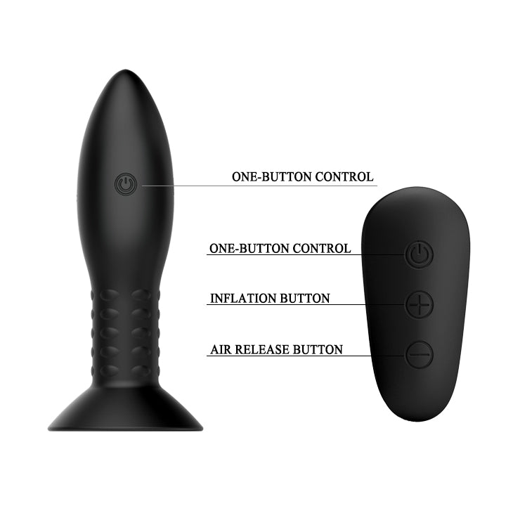 MR PLAY Rotation Beads Anal Plug - Black USB Rechargeable Beaded Butt Plug with Wireless Remote