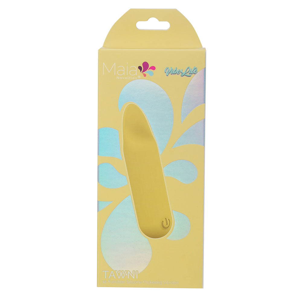 Maia TAWNI - Yellow - Yellow 9 cm USB Rechargeable Bullet with Flickering Tip