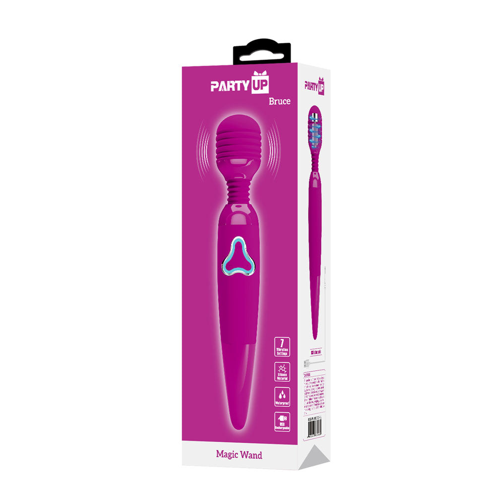 Party Up BRUCE Wand - Pink - Pink 25 cm USB Rechargeable Massage Wand