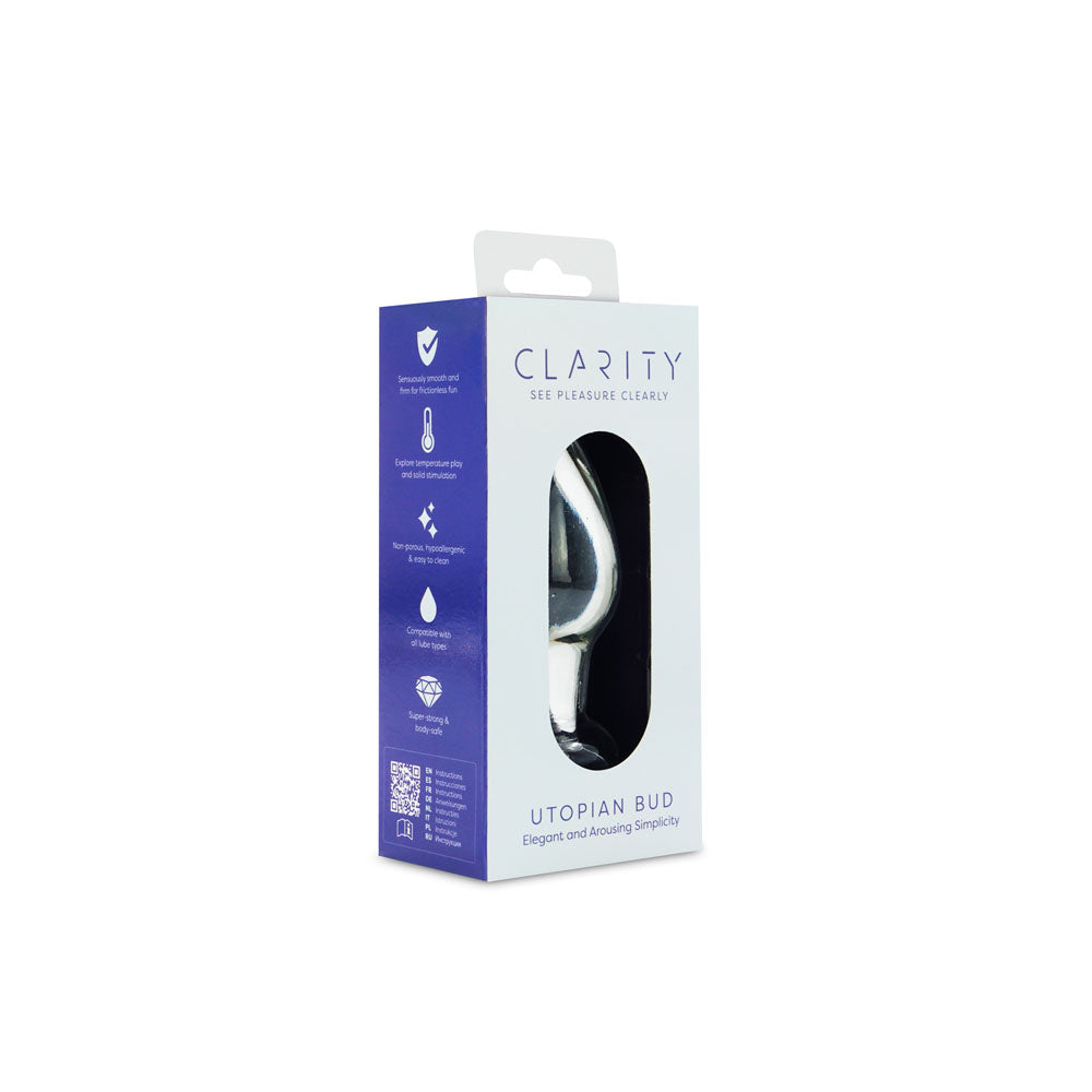 Clarity - Utopian Bud - Clear 8.9 cm Glass Butt Plug