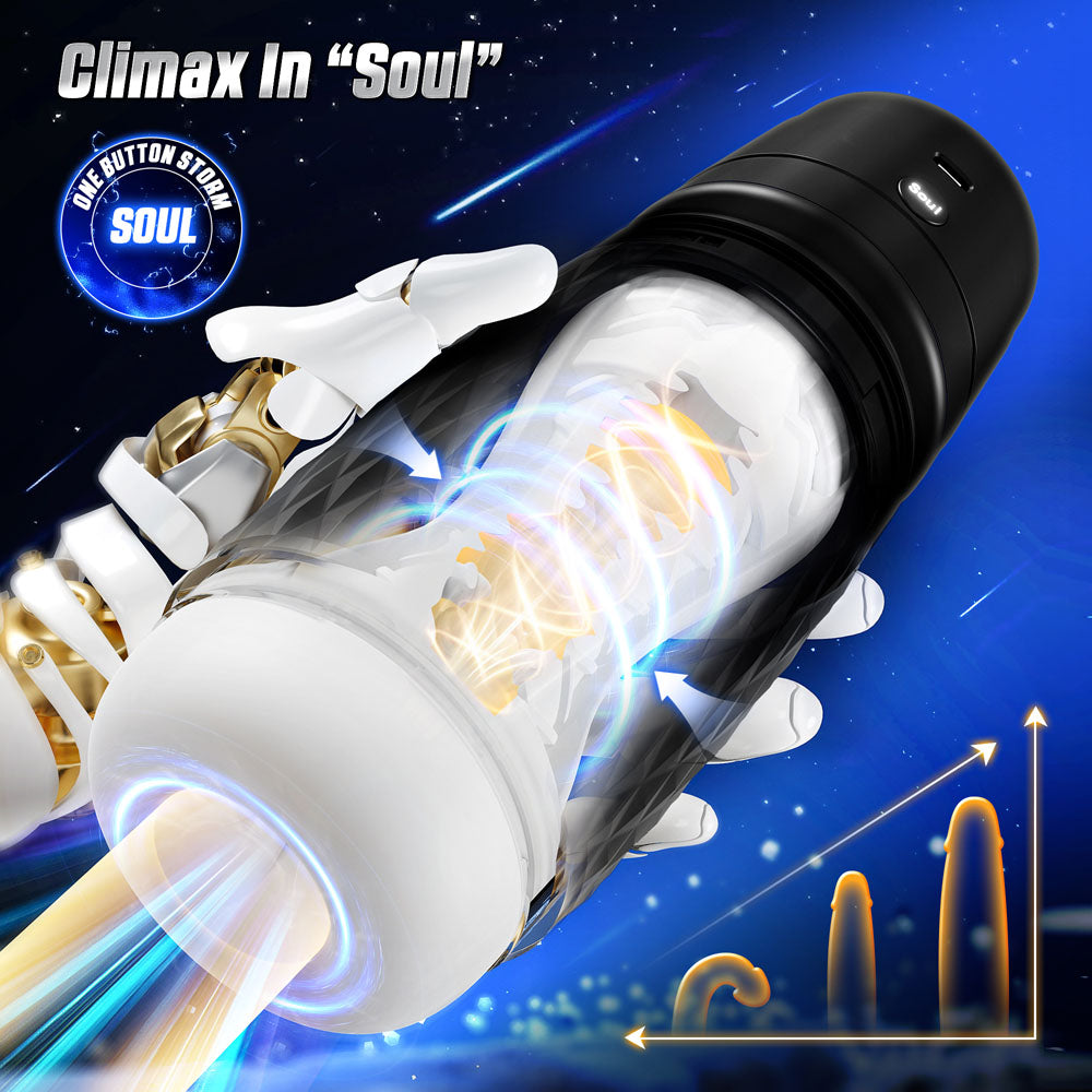 CyberSkin The Warrior - Black USB Rechargeable Sucking & Vibrating Auto Masturbator