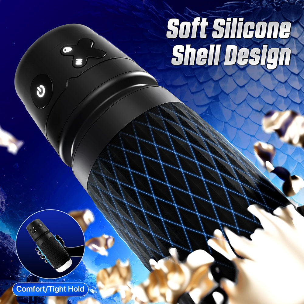 CyberSkin The Warrior - Black USB Rechargeable Sucking & Vibrating Auto Masturbator