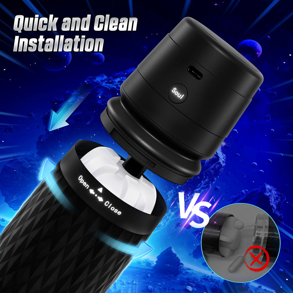 CyberSkin The Warrior - Black USB Rechargeable Sucking & Vibrating Auto Masturbator