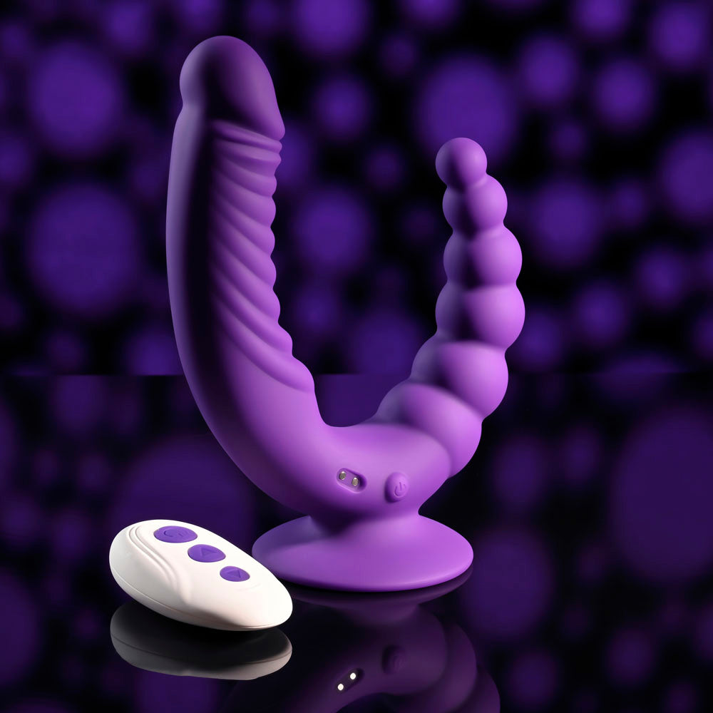 Evolved THE RIDER - Purple USB Rechargeable Double Ended Vibrator with Wireless Remote