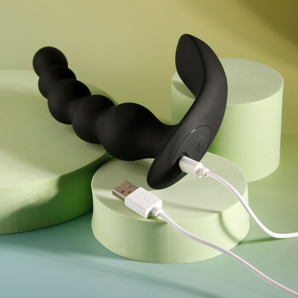 Evolved BEAD ME UP - Black 16.8 cm USB Rechargeable Vibrating Anal Beads with Wireless Remote