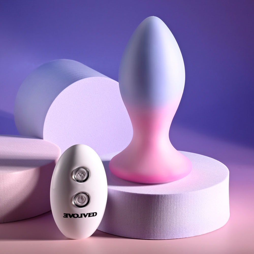 Evolved PARADISE PLUG - Pink/Purple 10.5 cm USB Rechargeable Vibrating Butt Plug with Wireless Remote
