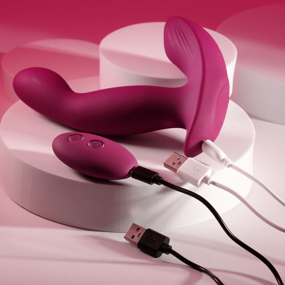 Evolved COME ON OVER - Burgundy Red 15.9 cm USB Rechargeable Vibrator with Wireless Remote