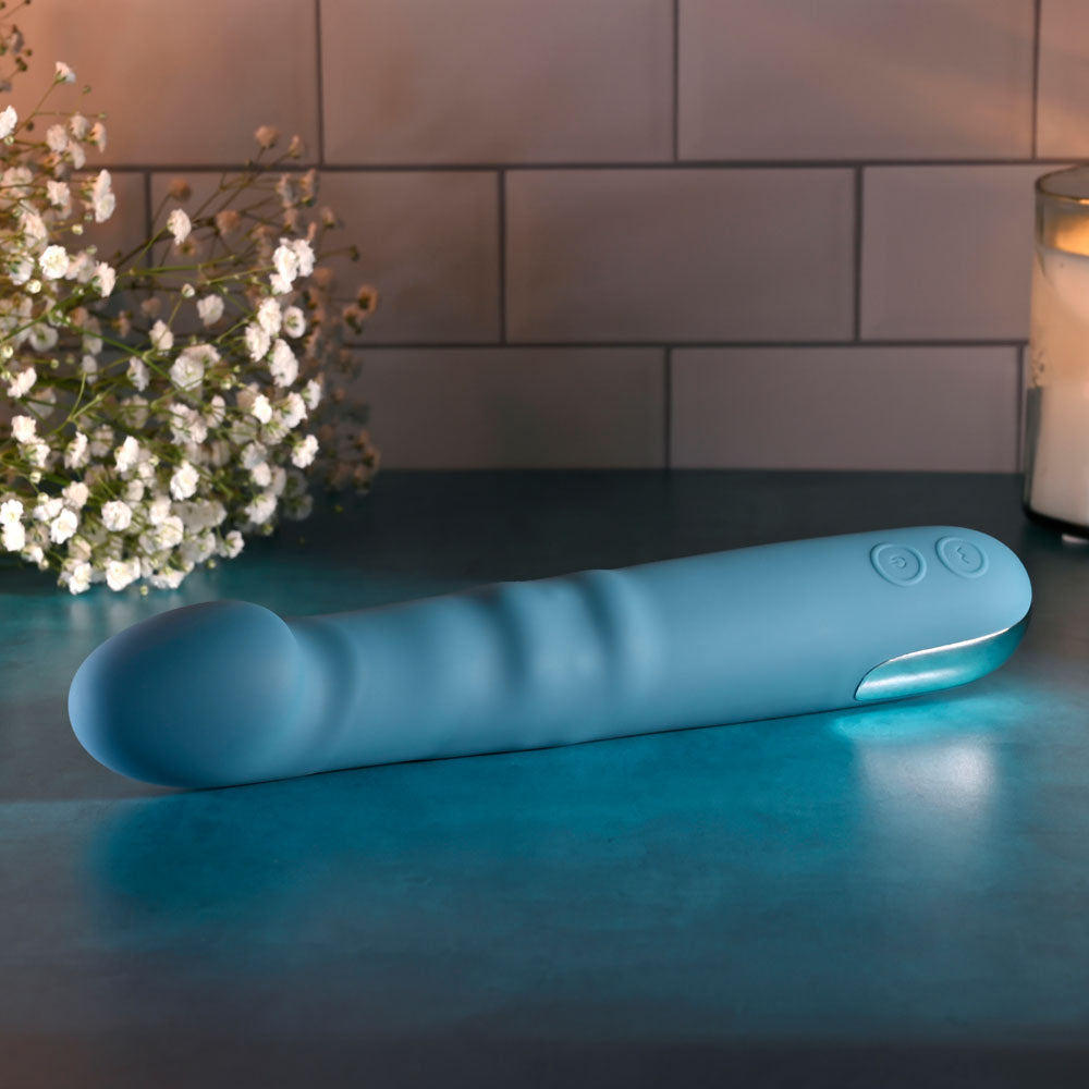 Evolved QUEEN OF ALL TRADES - Blue 22.6 cm USB Rechargeable Thrusting & Rotating Vibrator