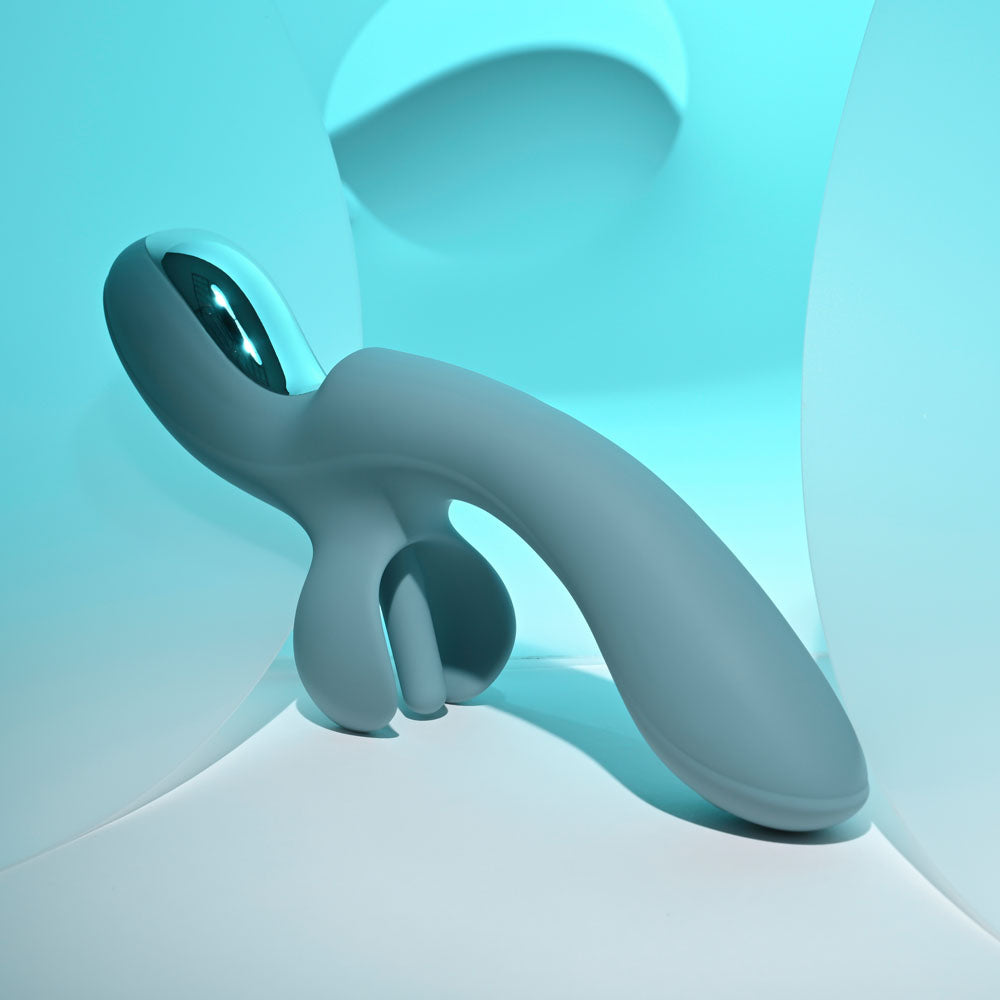 Evolved TAKE YOUR FLICK - Grey 24.1 cm USB Rechargeable Vibrator with Flicking Clitoral Stimulator