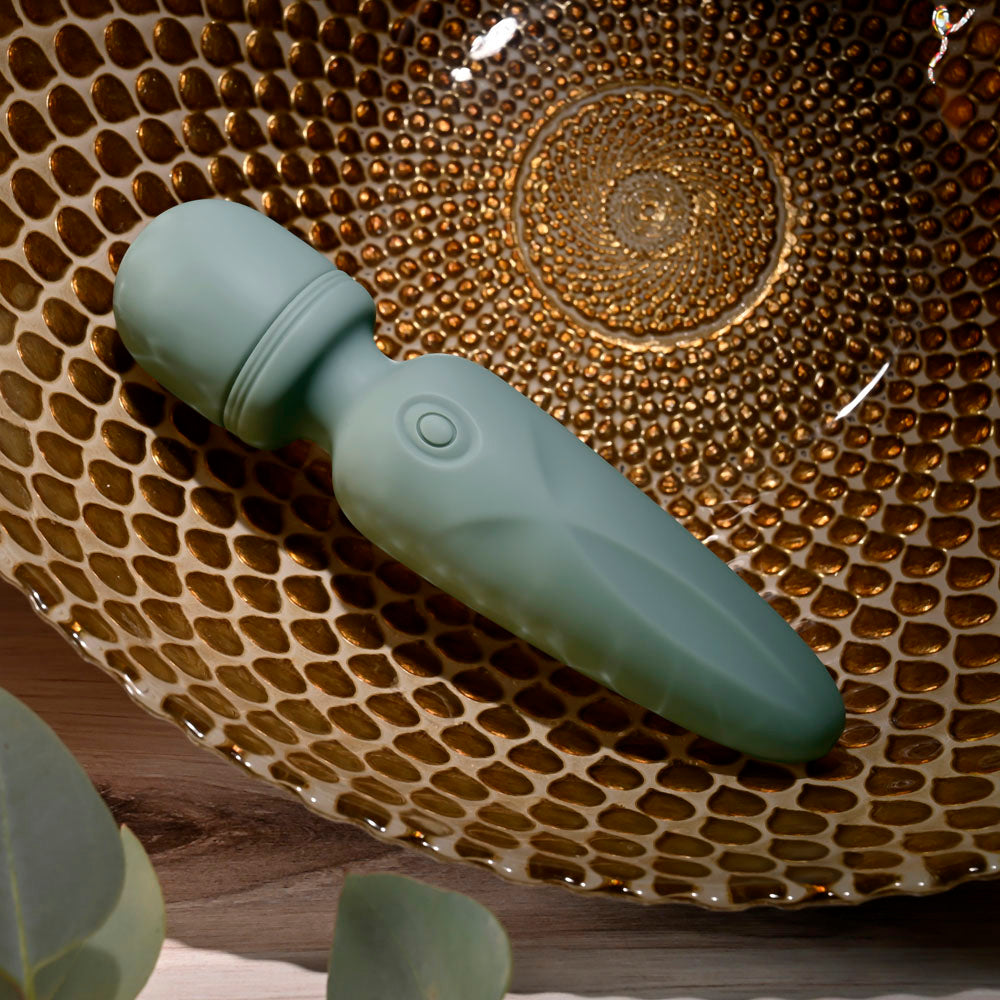Evolved RUMBLE WAND - Olive Green 13.4 USB Rechargeable Mini Massage Wand