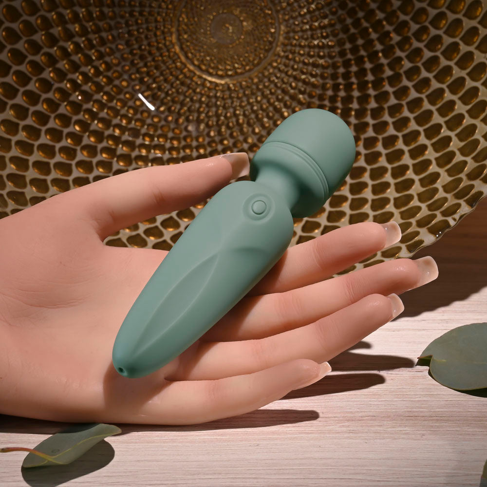 Evolved RUMBLE WAND - Olive Green 13.4 USB Rechargeable Mini Massage Wand