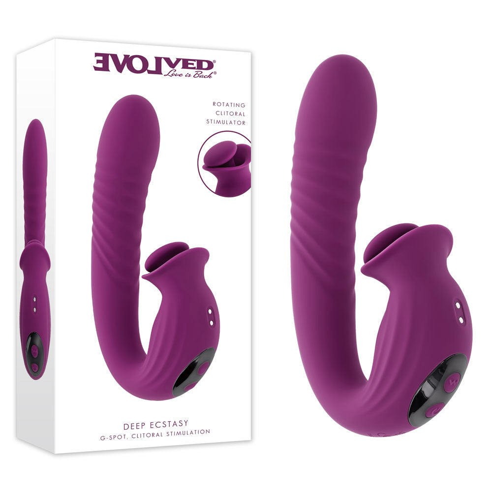 Evolved DEEP ECSTASY - Purple 16.5 cm USB Rechargeable Thrusting and Tapping Vibrator