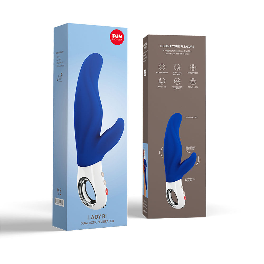 Fun Factory LADY BI ultramarine - Blue 22.1 cm USB Rechargeable Rabbit Vibrator