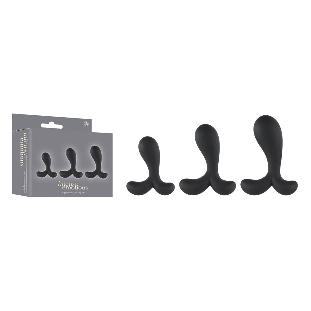 Intense Emotions - Black Butt Plugs - Set of 3 Sizes