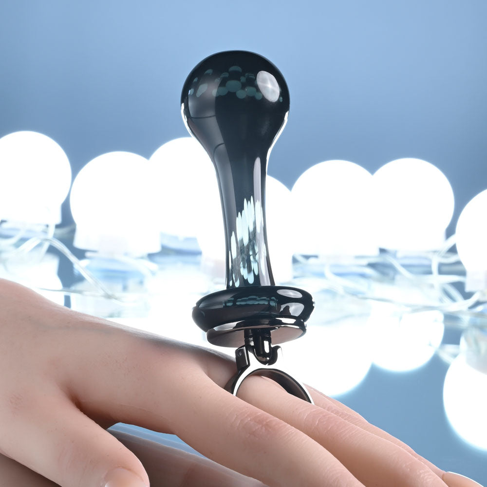 Gender X BLOW POP - Black 12.8 cm Glass Plug with Ring Pull