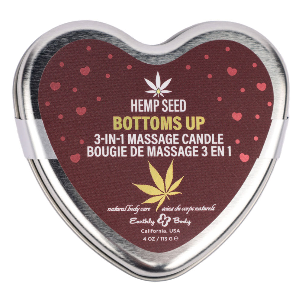 EB Hemp Seed 3 in 1 Massage Heart Candle - Bottom's Up - Bottoms Up (Wild Blueberries, Dewy Meadow-grass, Sweet Wildflowers) - 113 g