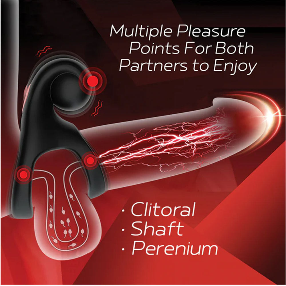 Red Dot Rings - V2 - Black USB Rechargeable Vibrating Cock & Ball Ring with Remote