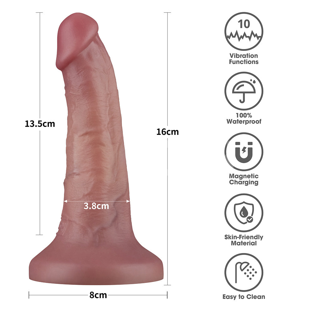Dual Density Power Cock - 6 Inch Flesh - Flesh 16 cm USB Rechargeable Vibrating Dong
