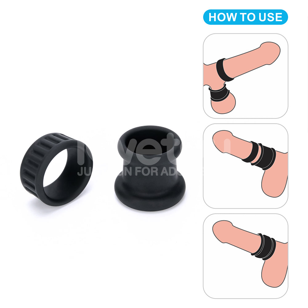 Pinnacle Pro Twin Grip Enhancer - Black Cock & Balls Ring