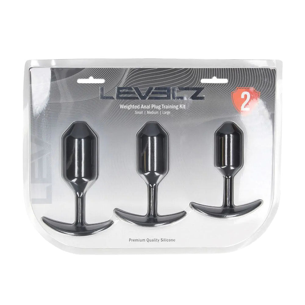 LEVELZ Silicone Weighted Anal Plug Training Set - Black Weighted Butt Plugs - Set of 3 Sizes