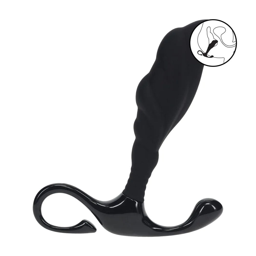 LEVELZ Rippled with Hard Loop Prostate Massager - Small - Black Small Prostate Massager