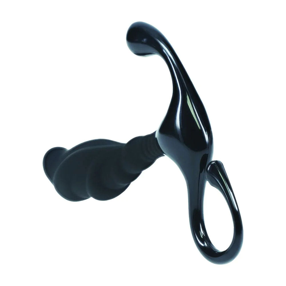 LEVELZ Rippled with Hard Loop Prostate Massager - Small - Black Small Prostate Massager
