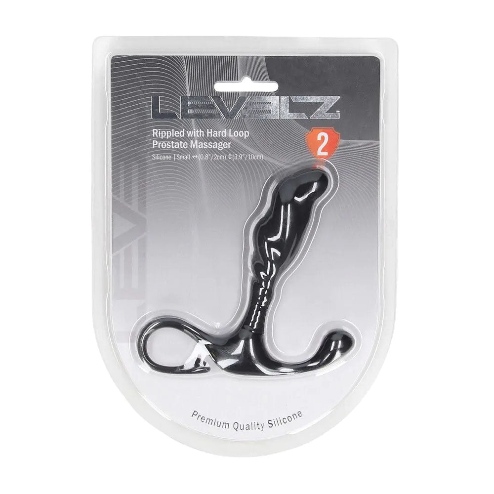 LEVELZ Rippled with Hard Loop Prostate Massager - Small - Black Small Prostate Massager