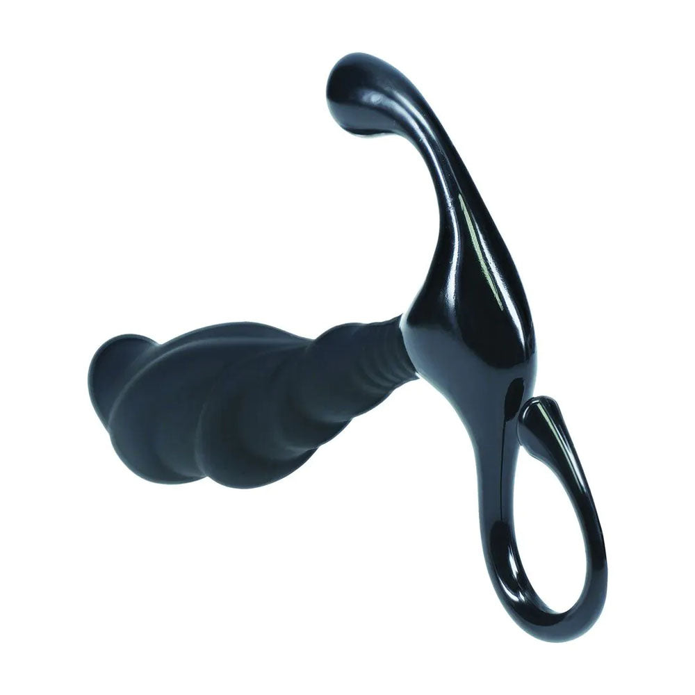 LEVELZ Rippled with Hard Loop Prostate Massager - Large - Black Large Prostate Massager