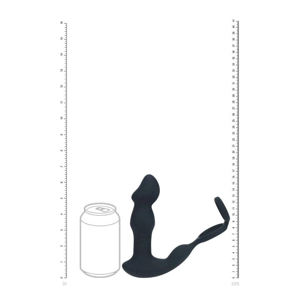 LEVELZ Remote Controlled Prostate Stimulator with Cock Ring - Black USB Rechargeable Vibrating Thrusting Prostate Massager with Cock Ring