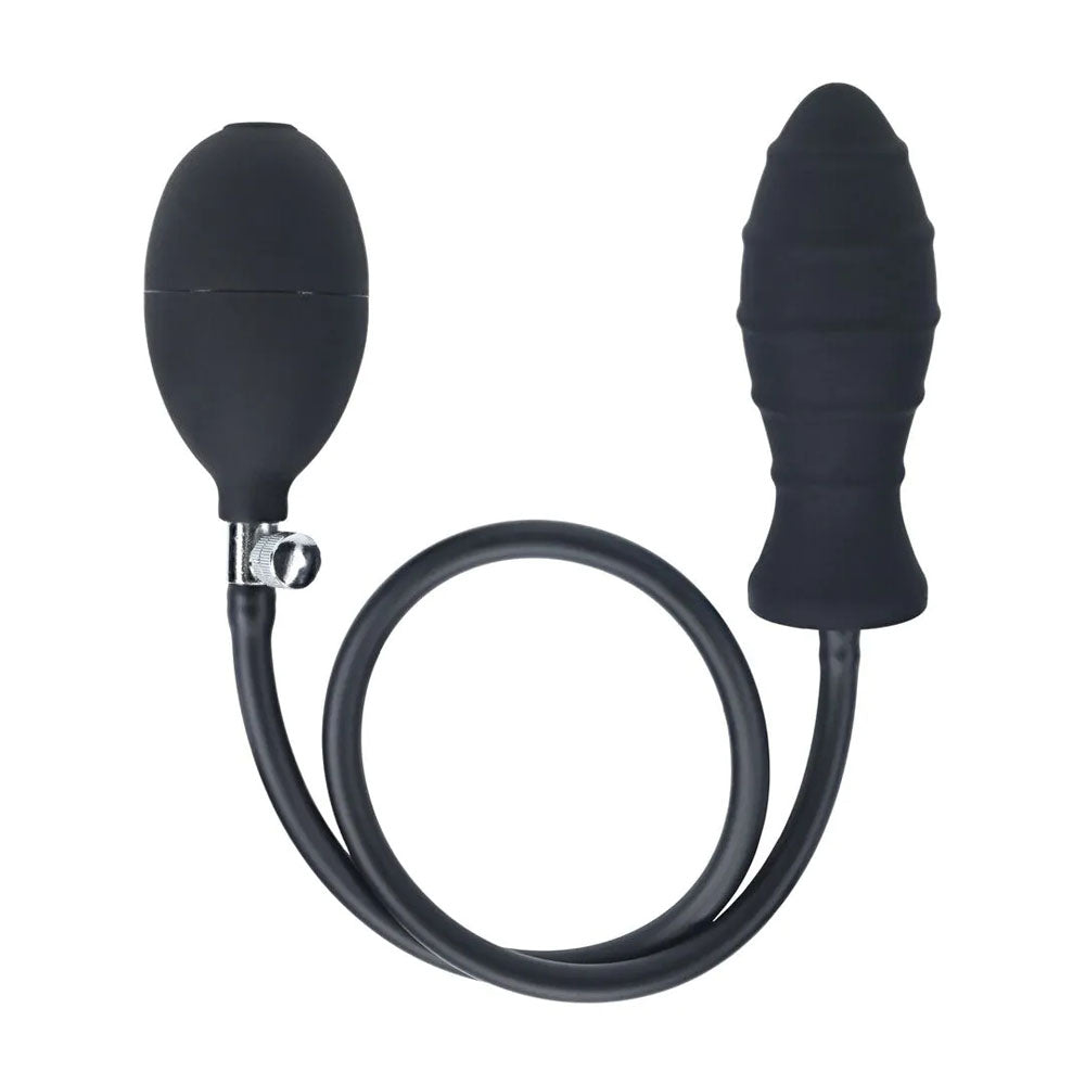 LEVELZ Ribbed Inflatable Anal Plug - Black Inflatable Butt Plug