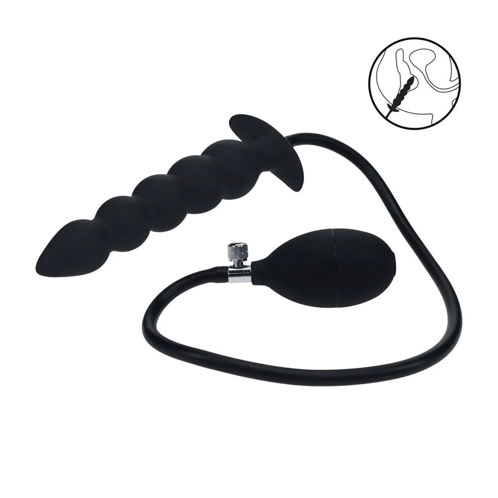LEVELZ Beaded Inflatable Anal Plug - Black Inflatable Butt Plug